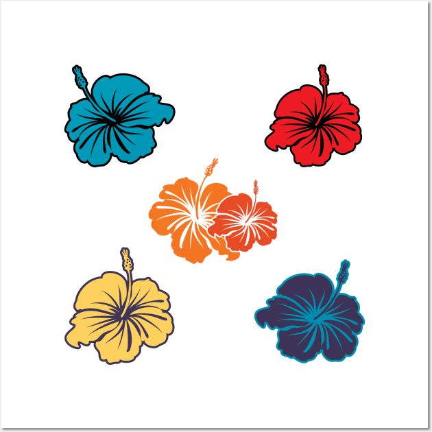 Colorful Hibiscus Wall Art by SWON Design